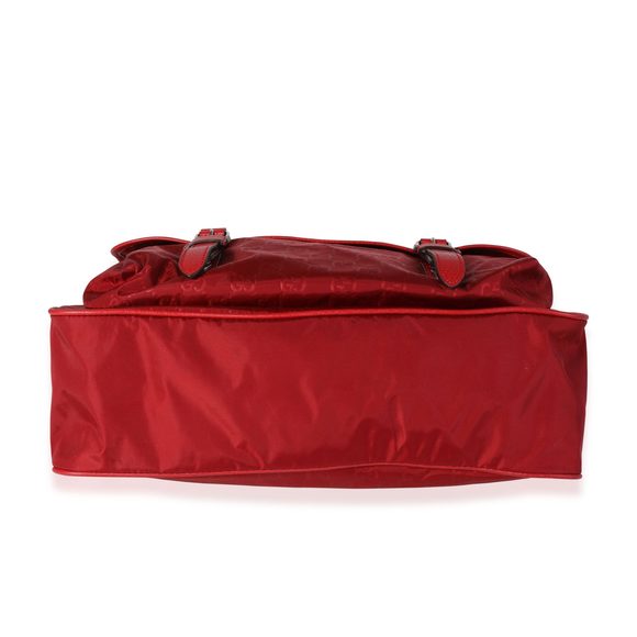 Gucci Red Nylon Double Buckle Flap Messenger Bag - Picture 5 of 8